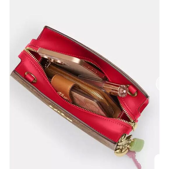 🔥🎁NWT! Coach Gia Crossbody Bag In Sig Canvas Tan/Carnation CCK77 Msrp: $298.00 - Picture 9 of 11